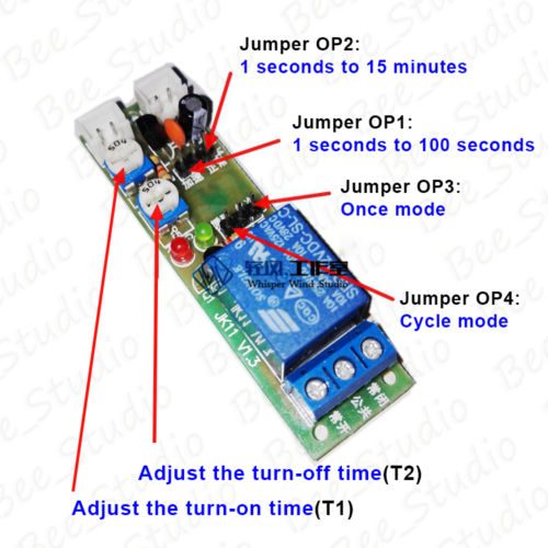 Dual Timer Relay ON OFF up to 15 min 5V 12V and 24V versions Carousel 8