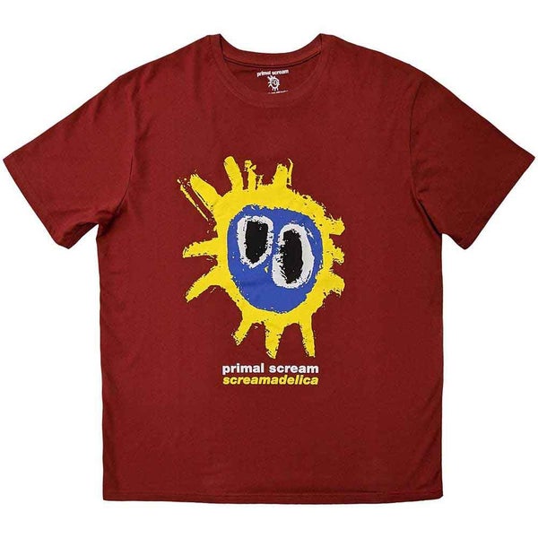Primal Scream T Shirt Screamadelica Band Logo new Official Mens Red Carousel 1