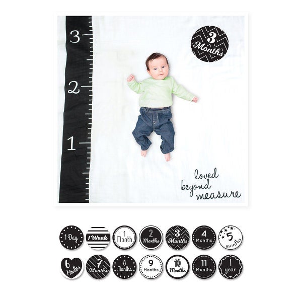 Lulujo's Baby First Year Milestone Blanket & Cards Set - Loved Beyond Measure Carousel 1