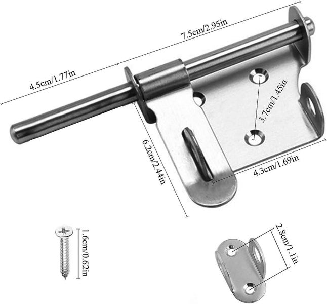 Sliding Door Latch Bolt Latch Thickened Stainless Steel Solid Durable With Hole Carousel 2