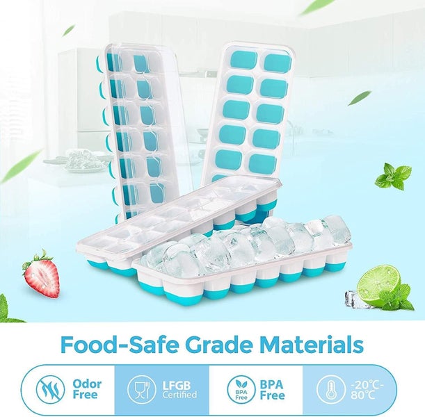 Ice Cube Trays 4 Pack, Easy-release Silicone & Flexible 14-ice Cube Trays With Carousel 3