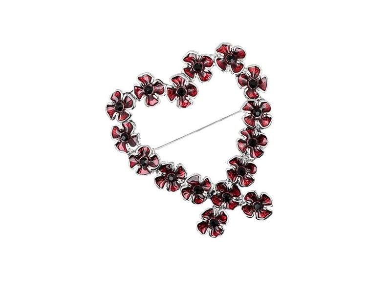 [NZ Stock] ANZAC Day Poppy Flower Brooches Heart Remembrance Badge Clothing Pin Carousel 1