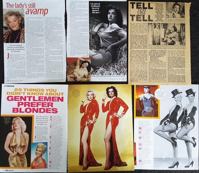 Movie magazine clippings: Bette Davis, Sophia Loren, Rita Hayworth Carousel 2