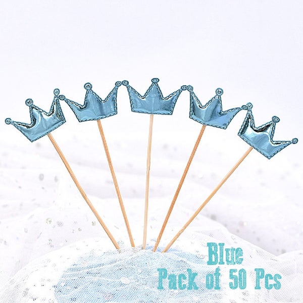 Cake Design Decorating Cupcake Topper Blue Crowns *Over Stocked* Carousel 2