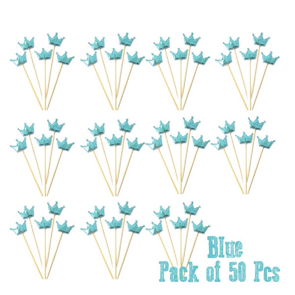Cake Design Decorating Cupcake Topper Blue Crowns *Over Stocked* Carousel 1