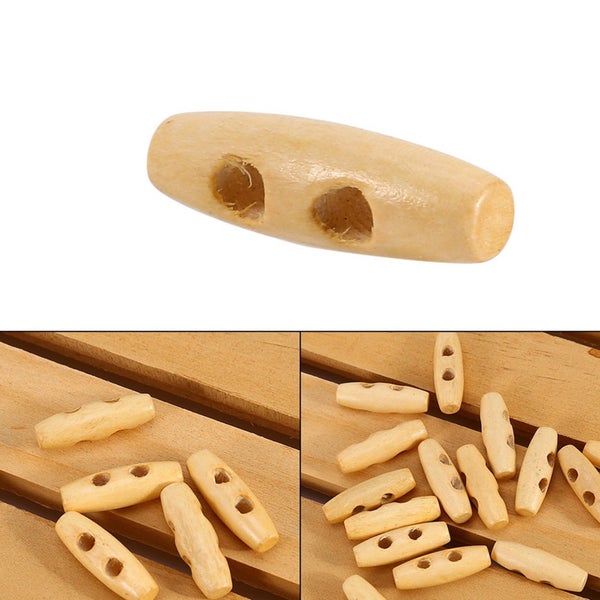 50pcs/Lot Button Wooden 2 Holes Coat Duffle Toggle Carousel 1
