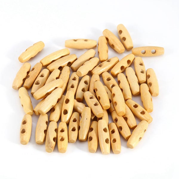 50pcs/Lot Button Wooden 2 Holes Coat Duffle Toggle Carousel 2