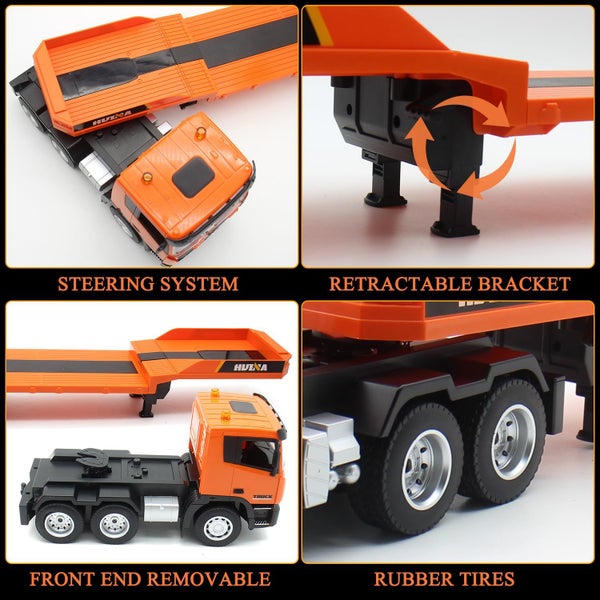 RC Semi Truck & Excavator Toy Set 2.4Ghz Remote Control Flatbed Truck Carousel 6