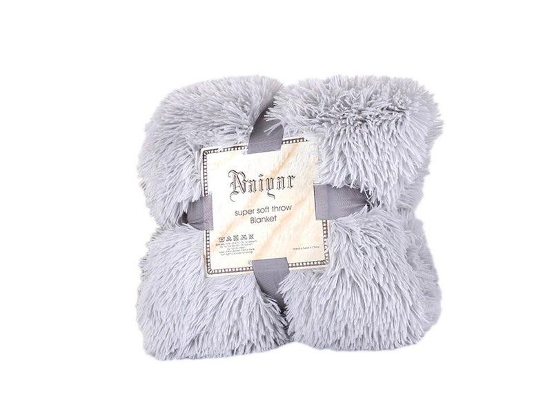160x200cm Super Soft Faux Fur Throw Blanket Double-Sided Shaggy Blanket - Grey Carousel 2