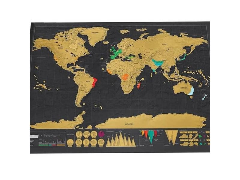 Scratch Map World Map Wall Black Gold Foil Scratch Off Foil Layer Coating Mapa Carousel 1