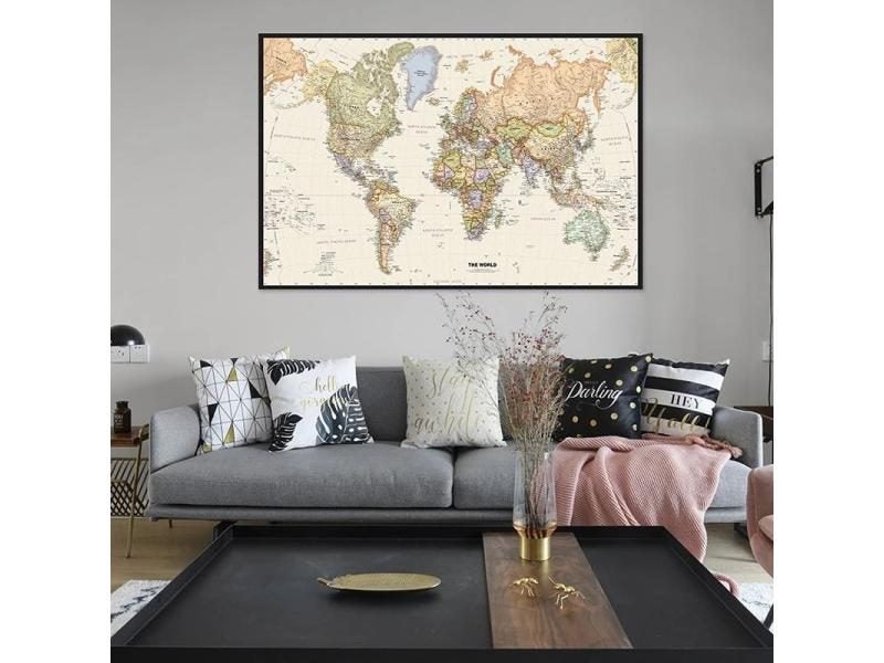 60*40cm The Retro World Map With Details Canvas Painting Wall Art Poster For Carousel 1