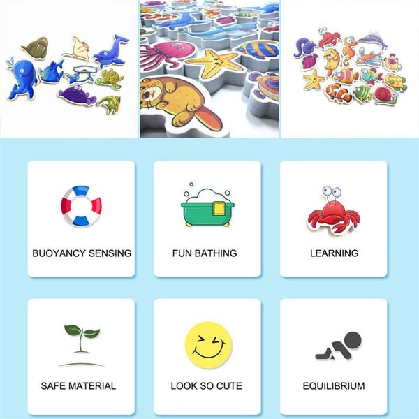30Pcs Ocean Animals Bath Foam Toys Set Educational Floating Toys Carousel 4
