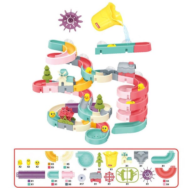72Pcs Bath Toy for Kids Ages 4-8 Wall Bathtub Water Polo Slide Carousel 1