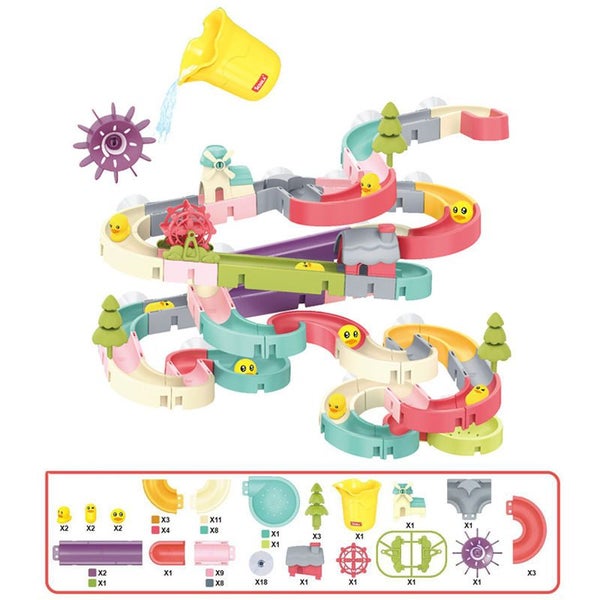 86Pcs Bath Toy for Kids Ages 4-8 Wall Bathtub Water Polo Slide Carousel 1
