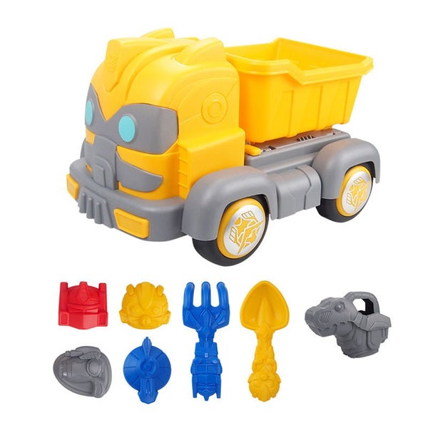 8 Pcs Kids Beach Toy Set with Large ATV Shovel -Yellow Carousel 1