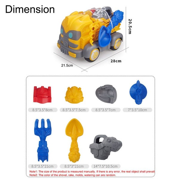 8 Pcs Kids Beach Toy Set with Large ATV Shovel -Yellow Carousel 2