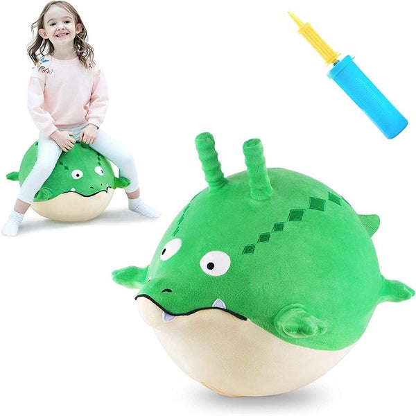 Kids Plush Ride Bouncing Toys Inflatable Gator Hopper Ball with Handle Carousel 1