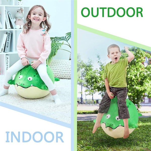 Kids Plush Ride Bouncing Toys Inflatable Gator Hopper Ball with Handle Carousel 6