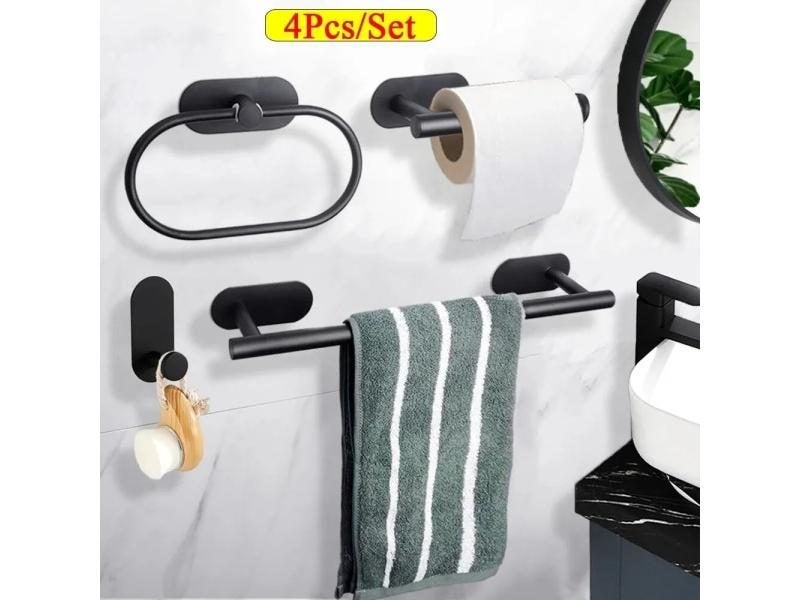 4Pcs/Set Towel Holder Toilet Paper Holder Bathroom Accessories Hooks Hangers Carousel 2