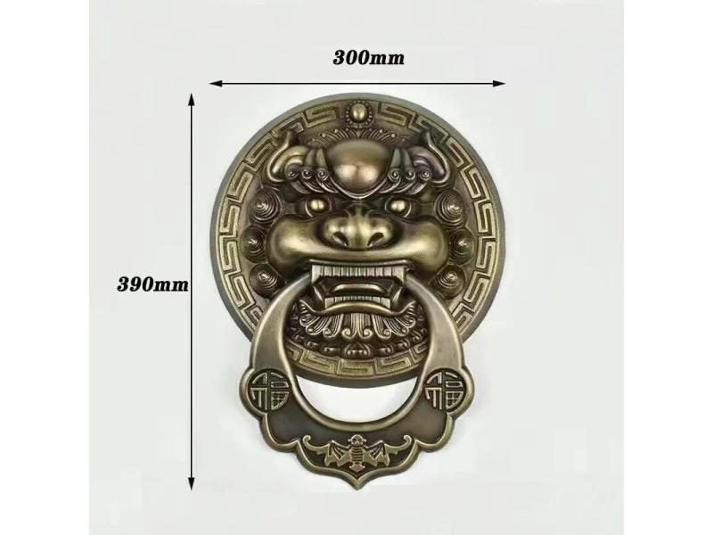 30CM Large Cast Lion Head Door Knocker Ring Pull Vintage Brass Handle Solid Carousel 1