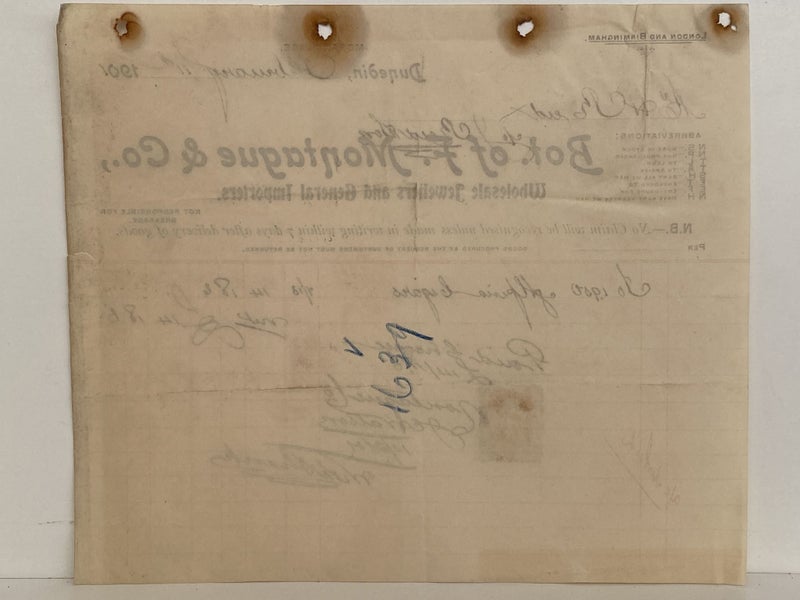 ANTIQUE INVOICE: F. Montague & Co. Dunedin – Jewellers & Importers 1901 (125yo) Carousel 3