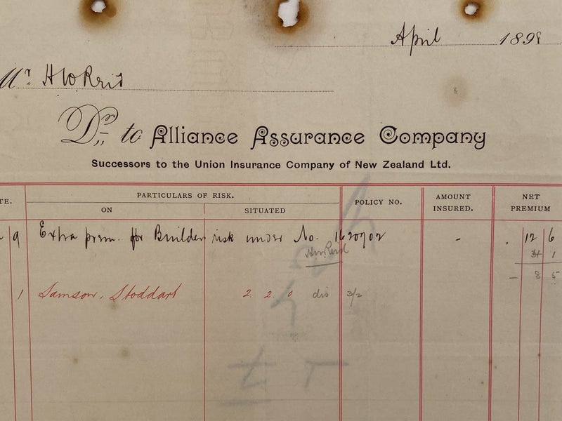 ANTIQUE INVOICE: Alliance Assurance Company / Union Insurance Co. 1898 (126yo) Carousel 1