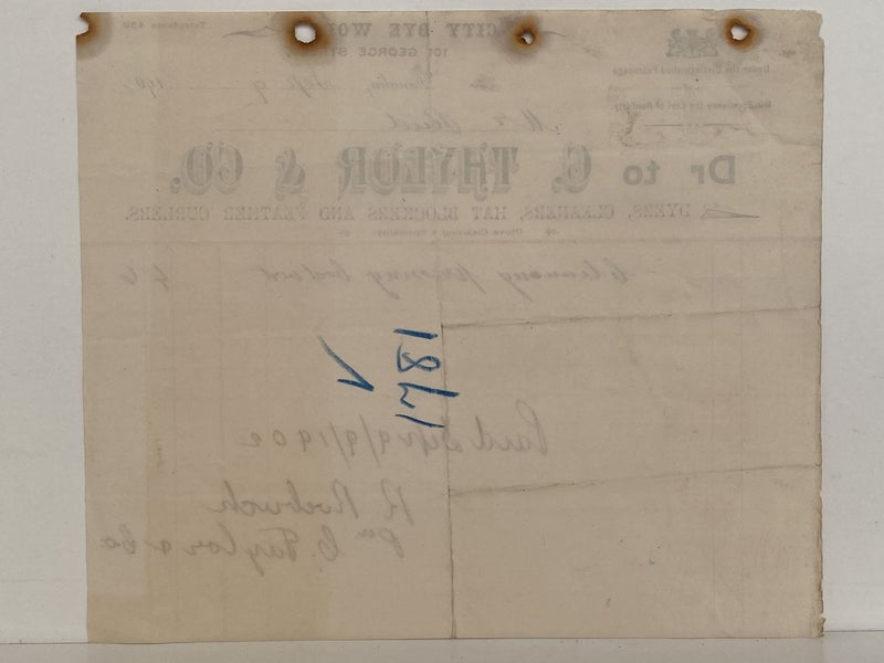 ANTIQUE INVOICE: C. Taylor & Co. Dunedin – Dyers, Cleaners 1902 (122yo) Carousel 3