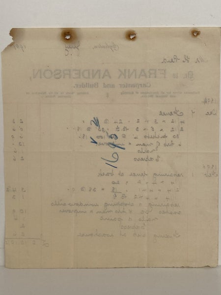 ANTIQUE INVOICE: Frank Anderson, Eglinton – Carpenter and Builder 1901 (123yo) Carousel 3