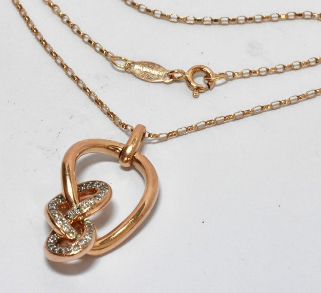 $2,600 10ct Rose Gold Necklace & Diamond Pendant TCW 0.19cts!!! -160692 Carousel 1