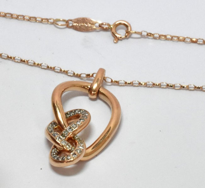 $2,600 10ct Rose Gold Necklace & Diamond Pendant TCW 0.19cts!!! -160692 Carousel 2