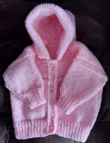 hand knitted pink with spots Hoodie -Newborn-2 months628638647165471112