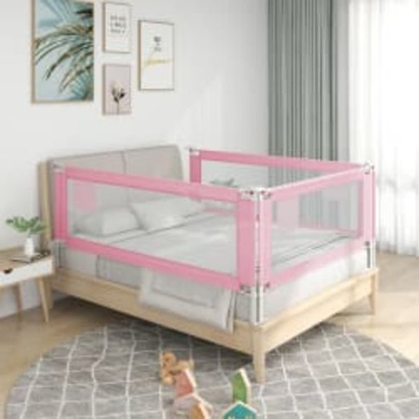 vidaXL Toddler Safety Bed Rail Pink 140x25 cm Fabric Carousel 1