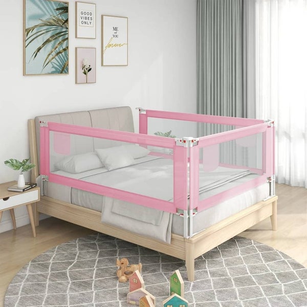 vidaXL Toddler Safety Bed Rail Pink 200x25 cm Fabric Carousel 1