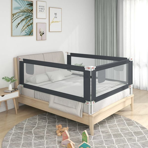 vidaXL Toddler Safety Bed Rail Dark Grey 150x25 cm Fabric Carousel 1