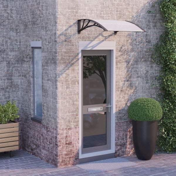 vidaXL Door Canopy Black and Transparent 80x80 cm Polycarbonate Carousel 1
