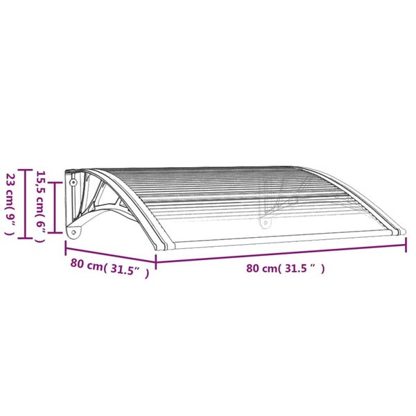 vidaXL Door Canopy Black and Transparent 80x80 cm Polycarbonate Carousel 6