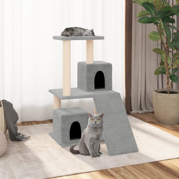 vidaXL Cat Tree with Sisal Scratching Posts Light Grey 82 cm Carousel 1
