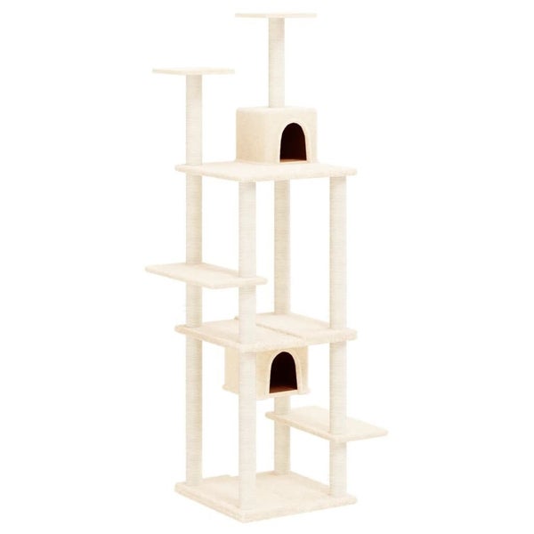 vidaXL Cat Tree with Sisal Scratching Posts Cream 176 cm Carousel 2