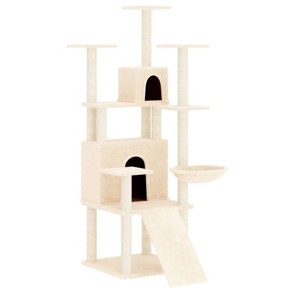 vidaXL Cat Tree with Sisal Scratching Posts Cream 154 cm Carousel 2