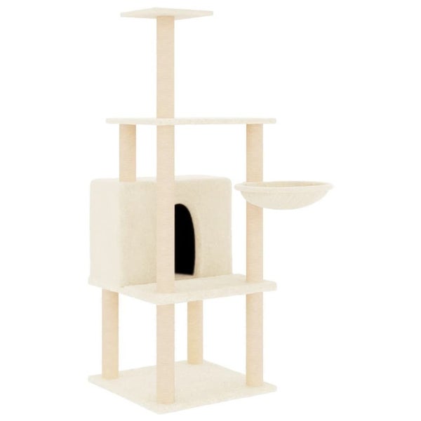 vidaXL Cat Tree with Sisal Scratching Posts Cream 132 cm Carousel 2