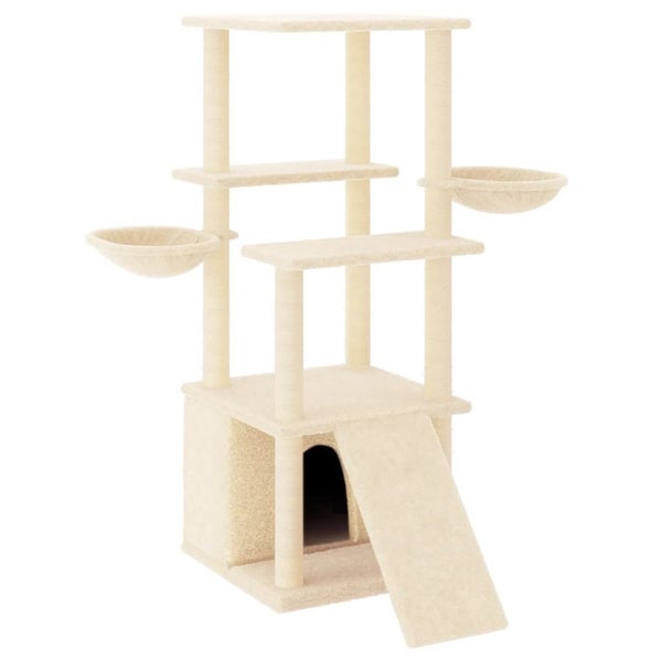 vidaXL Cat Tree with Sisal Scratching Posts Cream 133 cm Carousel 2