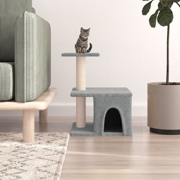 vidaXL Cat Tree with Sisal Scratching Posts Light Grey 48 cm Carousel 1