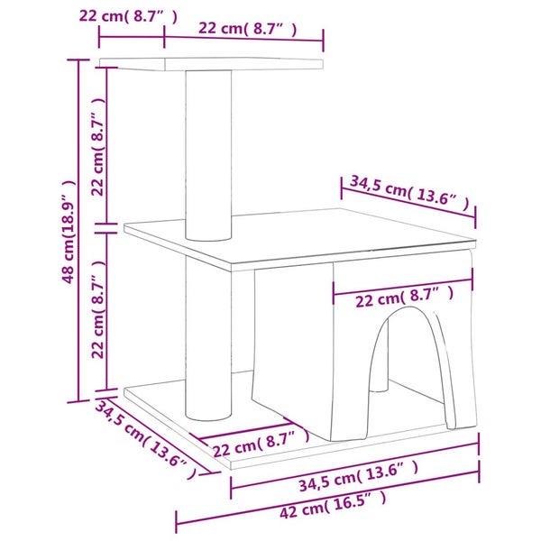 vidaXL Cat Tree with Sisal Scratching Posts Light Grey 48 cm Carousel 7