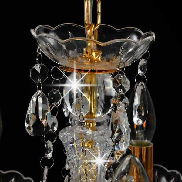 Chandelier with Crystal Beads Golden Round 5 x E14 Carousel 7