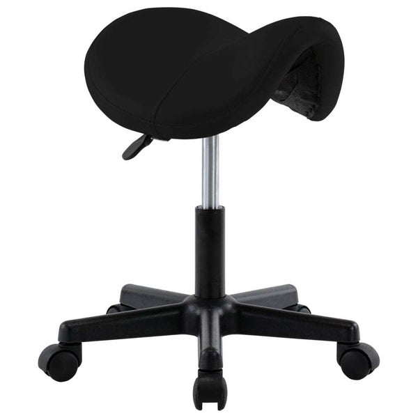 vidaXL Work Stool Black Faux Leather Carousel 1