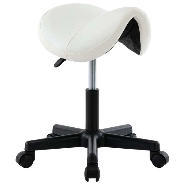 vidaXL Work Stool White Faux Leather Carousel 1