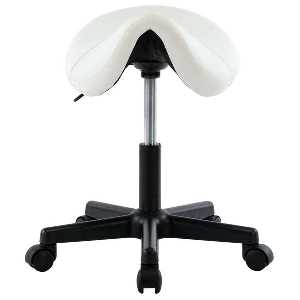 vidaXL Work Stool White Faux Leather Carousel 2