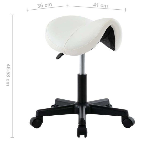 vidaXL Work Stool White Faux Leather Carousel 7