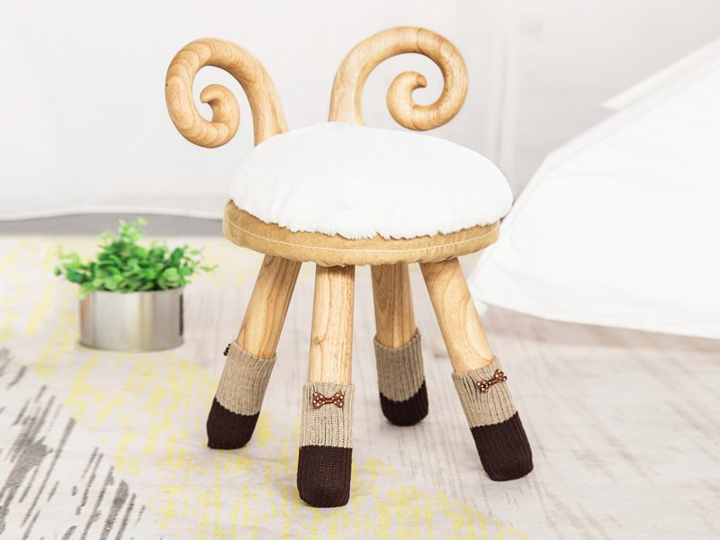 Kids Wooden Chair Footstool Stool - Goat Design Carousel 1