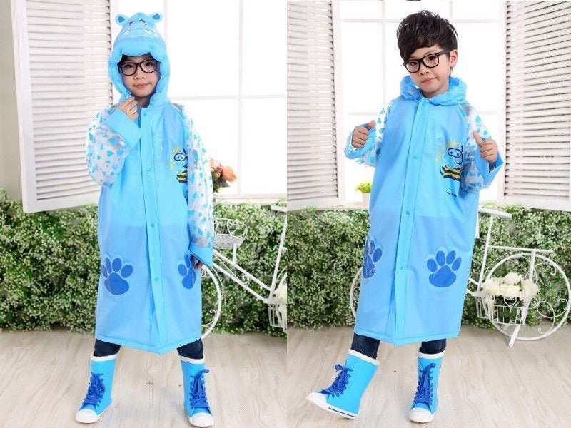 Kids Rain Jacket Boy Raincoat Blue - L Carousel 2